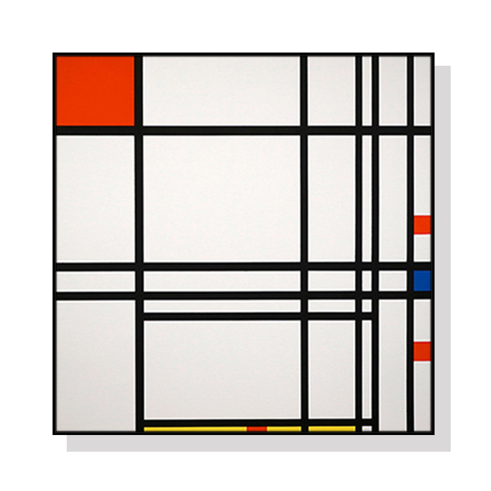 50cmx50cm Abstract Art By Piet Mondrian Black Frame Canvas Wall Art - BM House & Garden