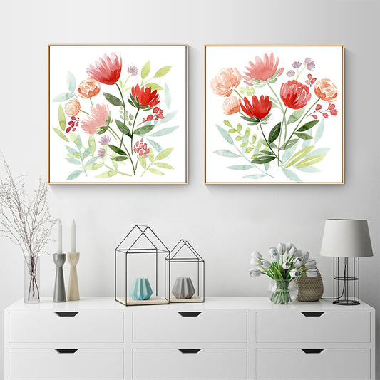 50cmx50cm Florals 2 Sets Gold Frame Canvas Wall Art - BM House & Garden