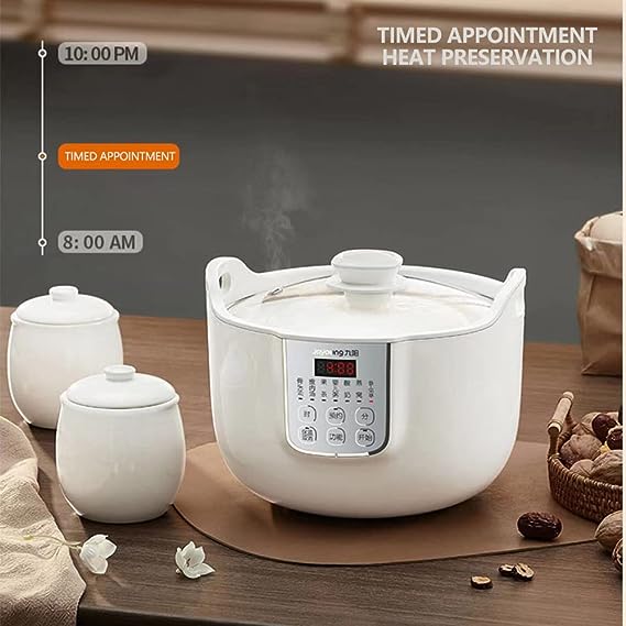 Joyoung White Porclain Slow Cooker 1.8L with 3 Ceramic Inner Containers - BM House & Garden