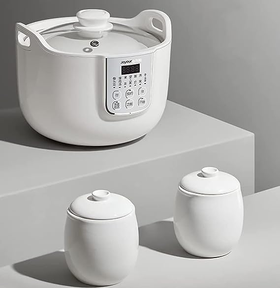 Joyoung White Porclain Slow Cooker 1.8L with 3 Ceramic Inner Containers - BM House & Garden