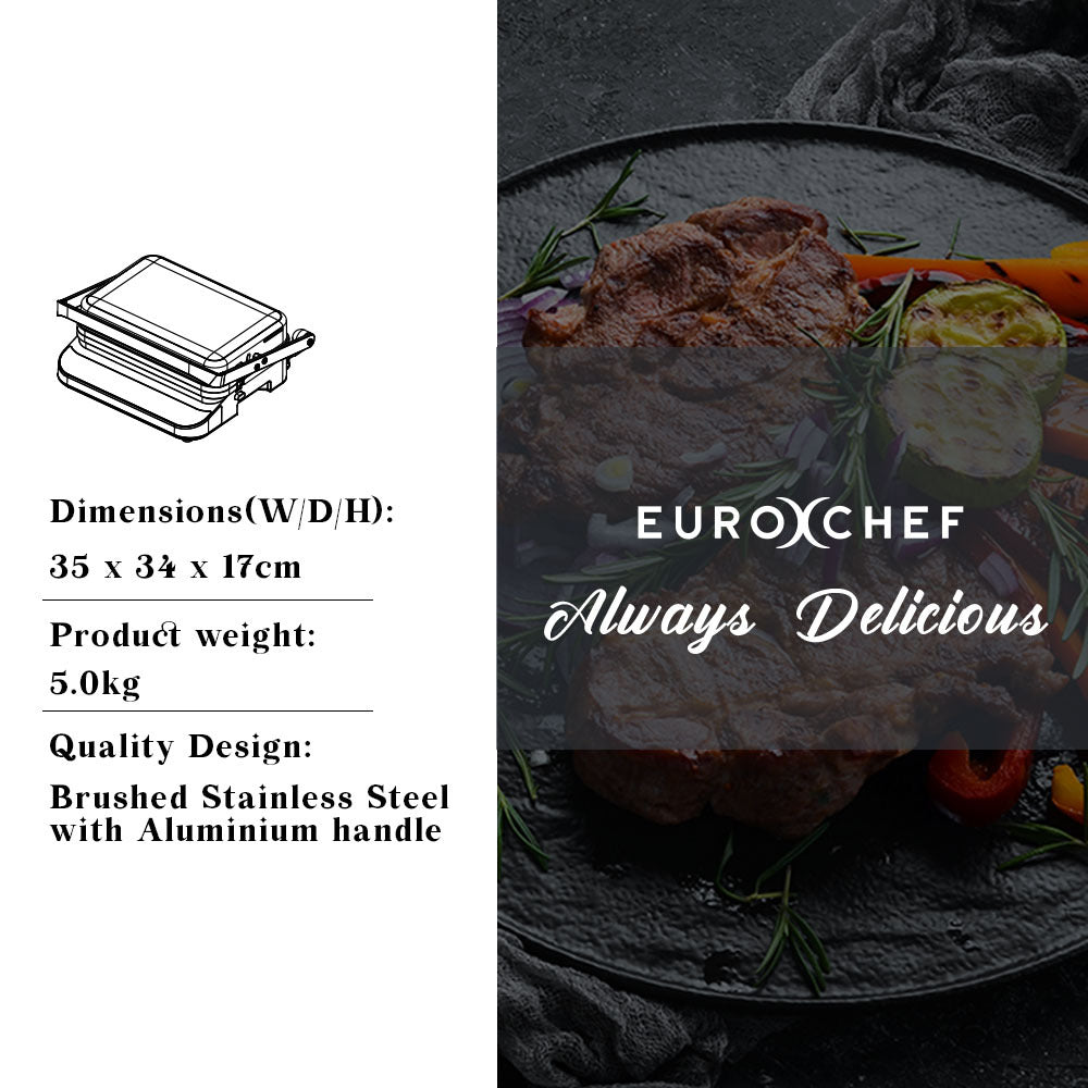 EUROCHEF EUC-CG7 Smart Multi Contact Grill Sandwich Panini Press Maker Fast Cafe Style - BM House & Garden