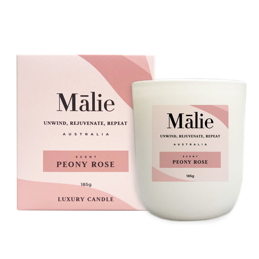 Peony Rose Luxury Soy Candle 185g - Malie - BM House & Garden