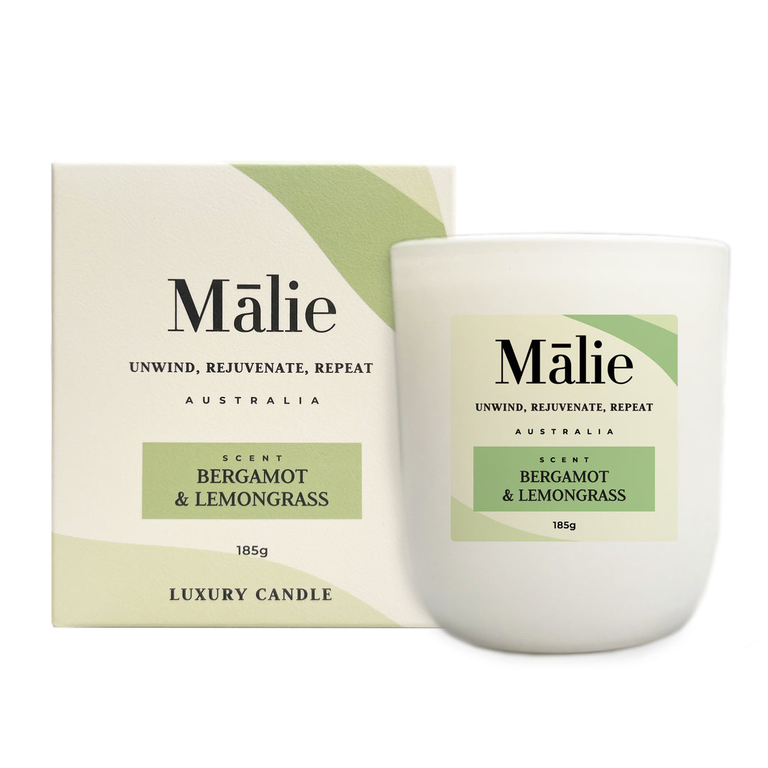 Bergamot & Lemongrass Luxury Soy Candle 185g - Malie - BM House & Garden