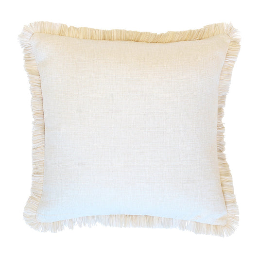 Cushion Cover-Coastal Fringe Natural-Solid Natural-45cm x 45cm - BM House & Garden