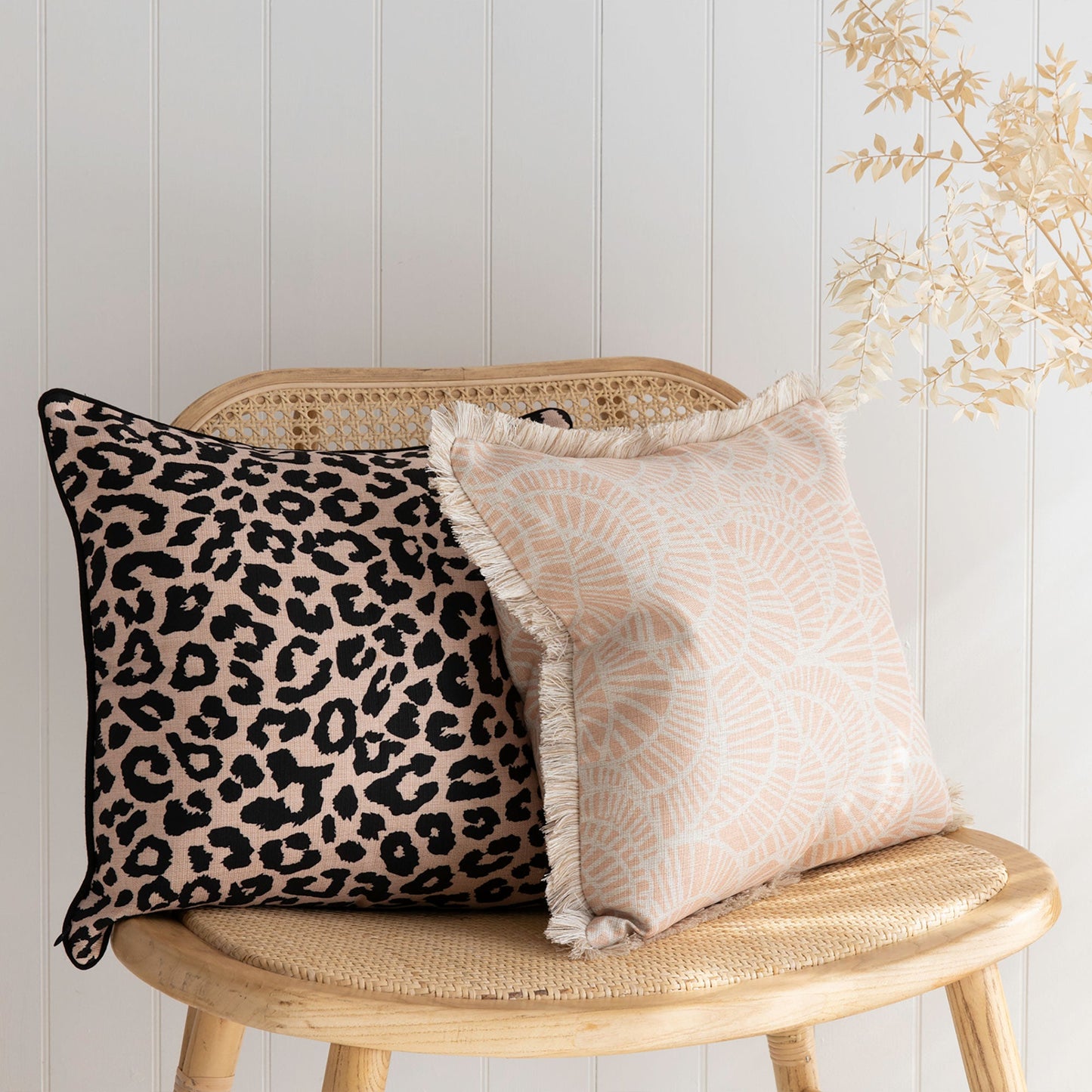 Cushion Cover-With Black Piping-Jungle Peach-45cm x 45cm - BM House & Garden