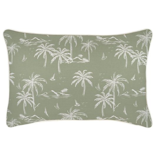Cushion Cover-With Piping-Postcards Sage-35cm x 50cm - BM House & Garden