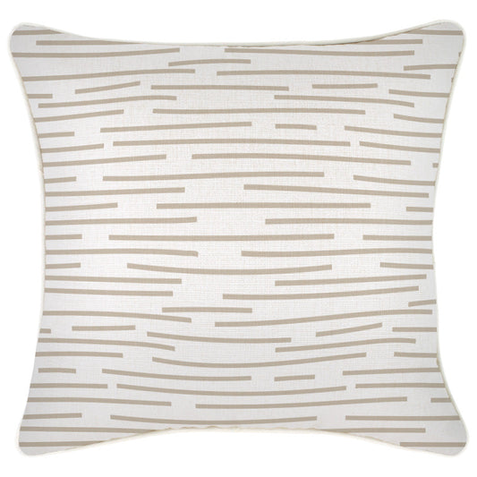 Cushion Cover-With Piping-Earth-Lines-Beige-45cm x 45cm - BM House & Garden
