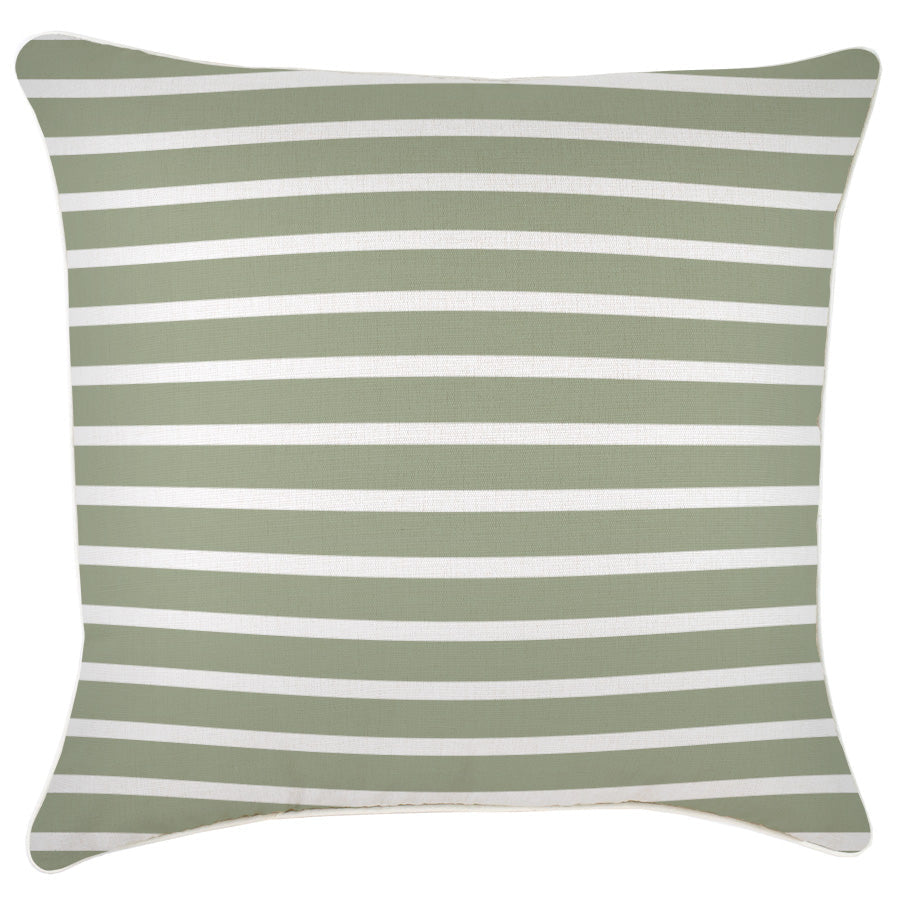 Cushion Cover-With Piping-Hampton Stripe Sage-60cm x 60cm - BM House & Garden