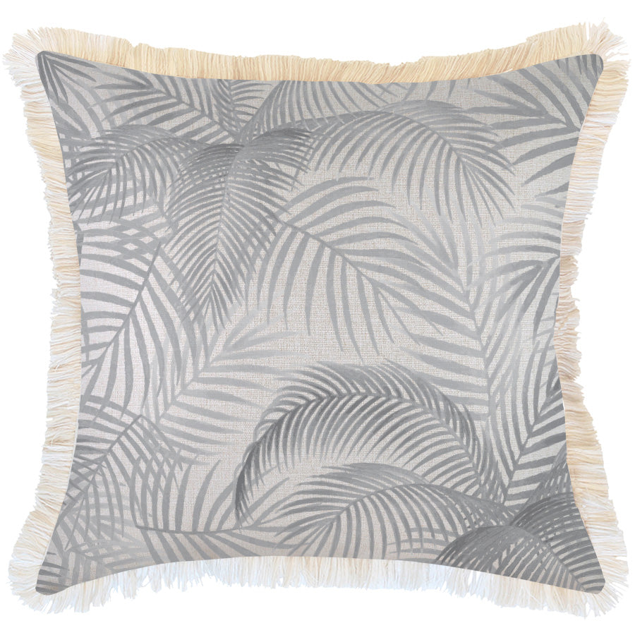 Cushion Cover-Coastal Fringe Natural-Seminyak Smoke-60cm x 60cm - BM House & Garden