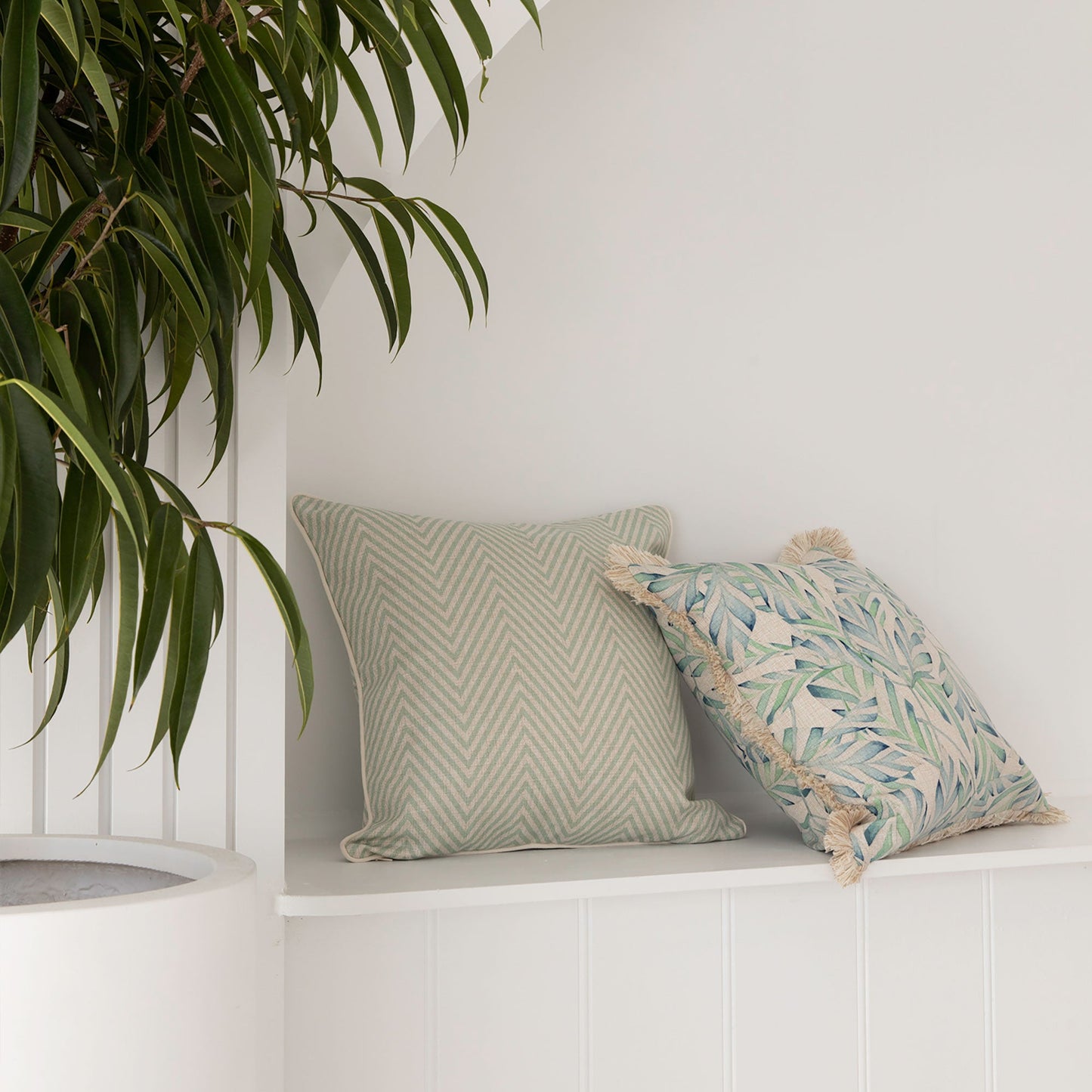 Cushion Cover-Coastal Fringe Natural-Sunday-45cm x 45cm - BM House & Garden