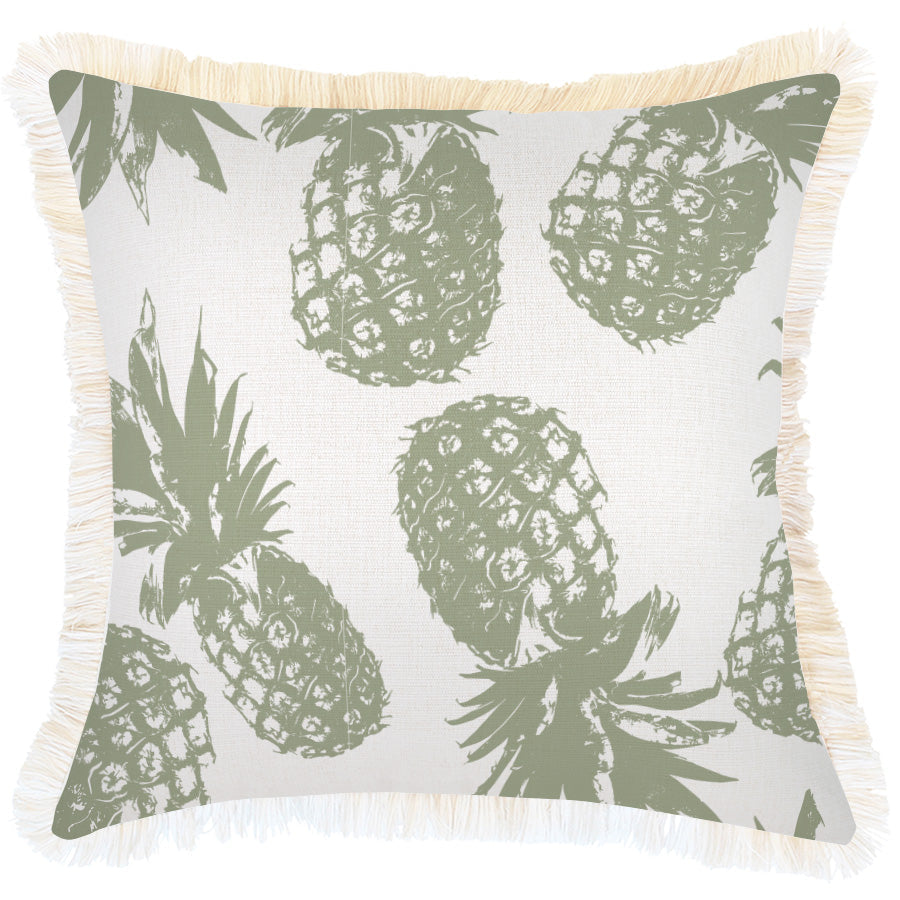 Cushion Cover-Coastal Fringe-Pineapples Sage-45cm x 45cm - BM House & Garden