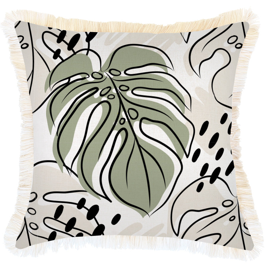 Cushion Cover-Coastal Fringe-Rainforest Sage-45cm x 45cm - BM House & Garden