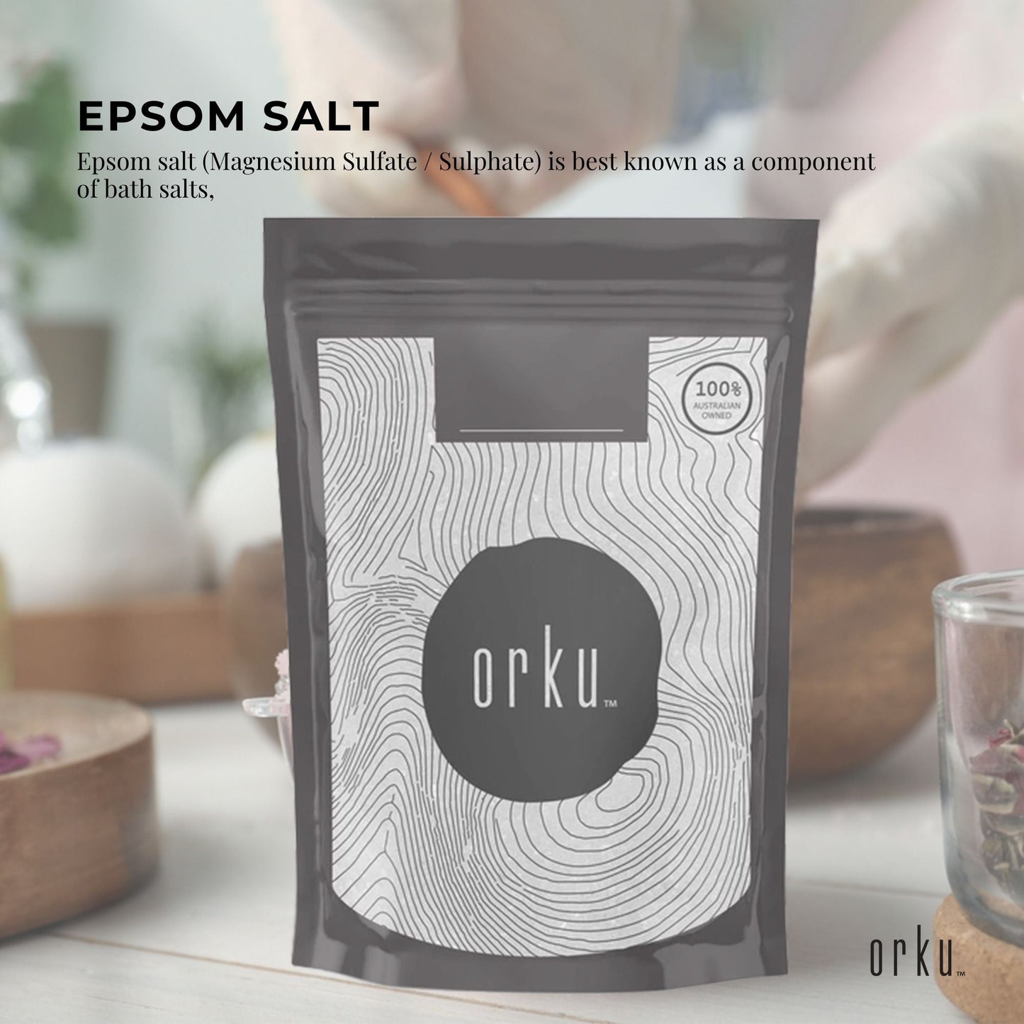 100g Epsom Salt - Magnesium Sulphate Bath Salts For Skin Body Baths Sulfate - BM House & Garden