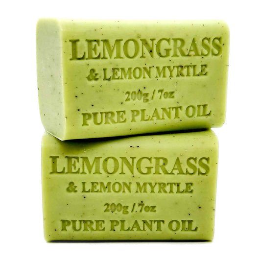 2x 200g Plant Oil Soap Lemongrass Lemon Myrtle Pure Vegetable Bar Australian - BM House & Garden