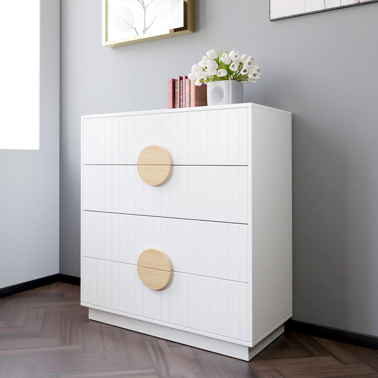 Sarantino Gail White Tallboy Dresser