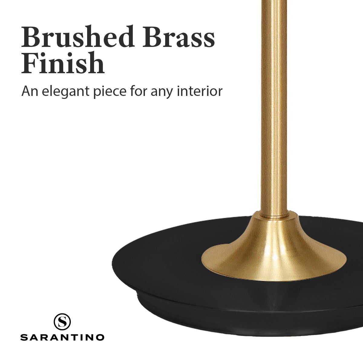 Sarantino Metal Floor Lamp Brushed Brass Finish with White Shade - BM House & Garden