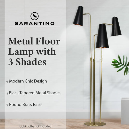 Sarantino Three Metal Shade Floor Lamp - BM House & Garden