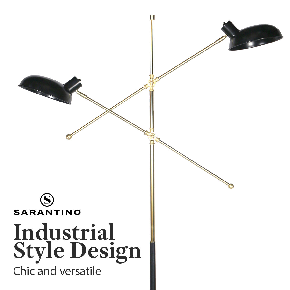 Sarantino Adjustable Two Light Lamp Black and Gold Finish - BM House & Garden