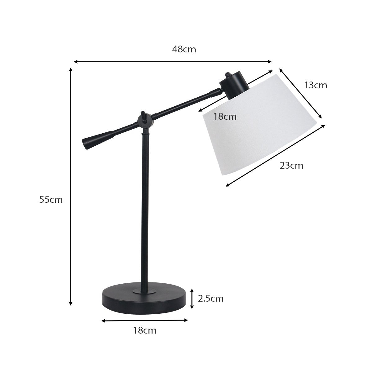 Sarantino Adjustable Metal Table Lamp In Black - BM House & Garden