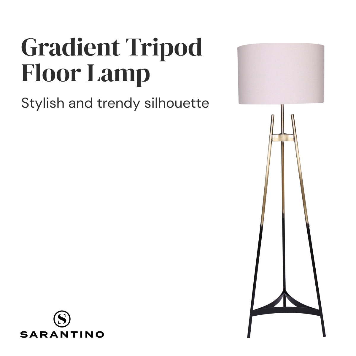 Sarantino Metal Tripod Electric Floor Lamp Gradient Finish - BM House & Garden