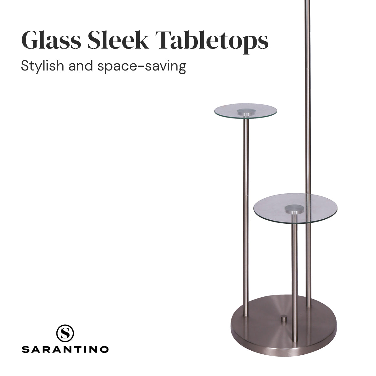 Sarantino Metal Floor Lamp with Glass Shelves - BM House & Garden