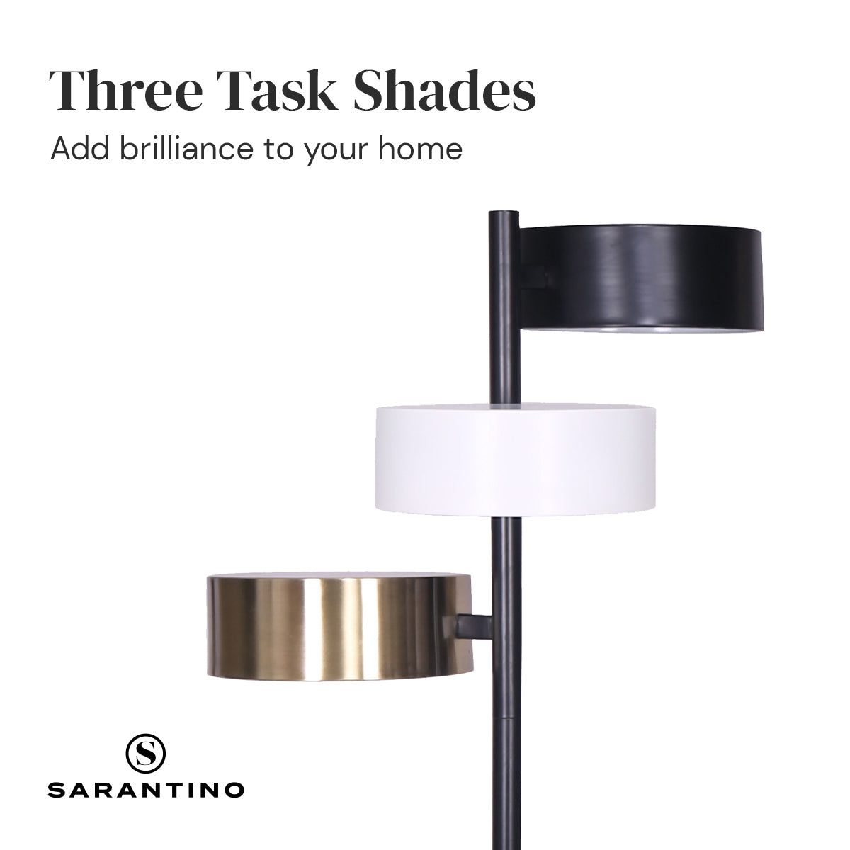 Sarantino Metal Floor Lamp with 3 Swirl Shades - BM House & Garden