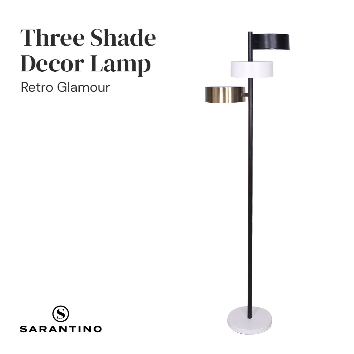 Sarantino Metal Floor Lamp with 3 Swirl Shades - BM House & Garden