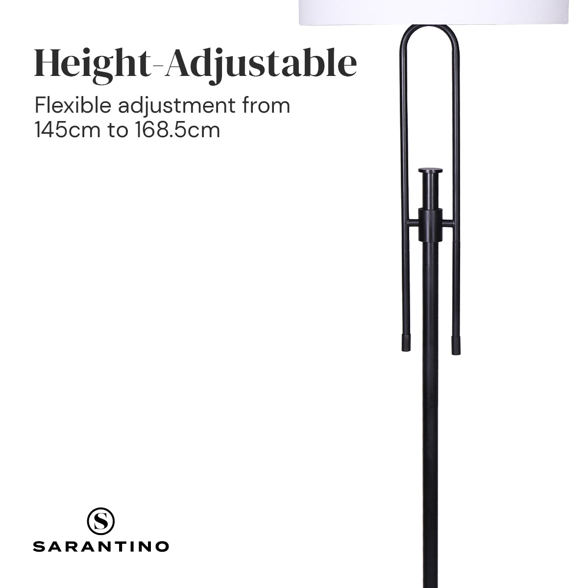 Sarantino Height-Adjustable Metal Floor Lamp Matte Black - BM House & Garden