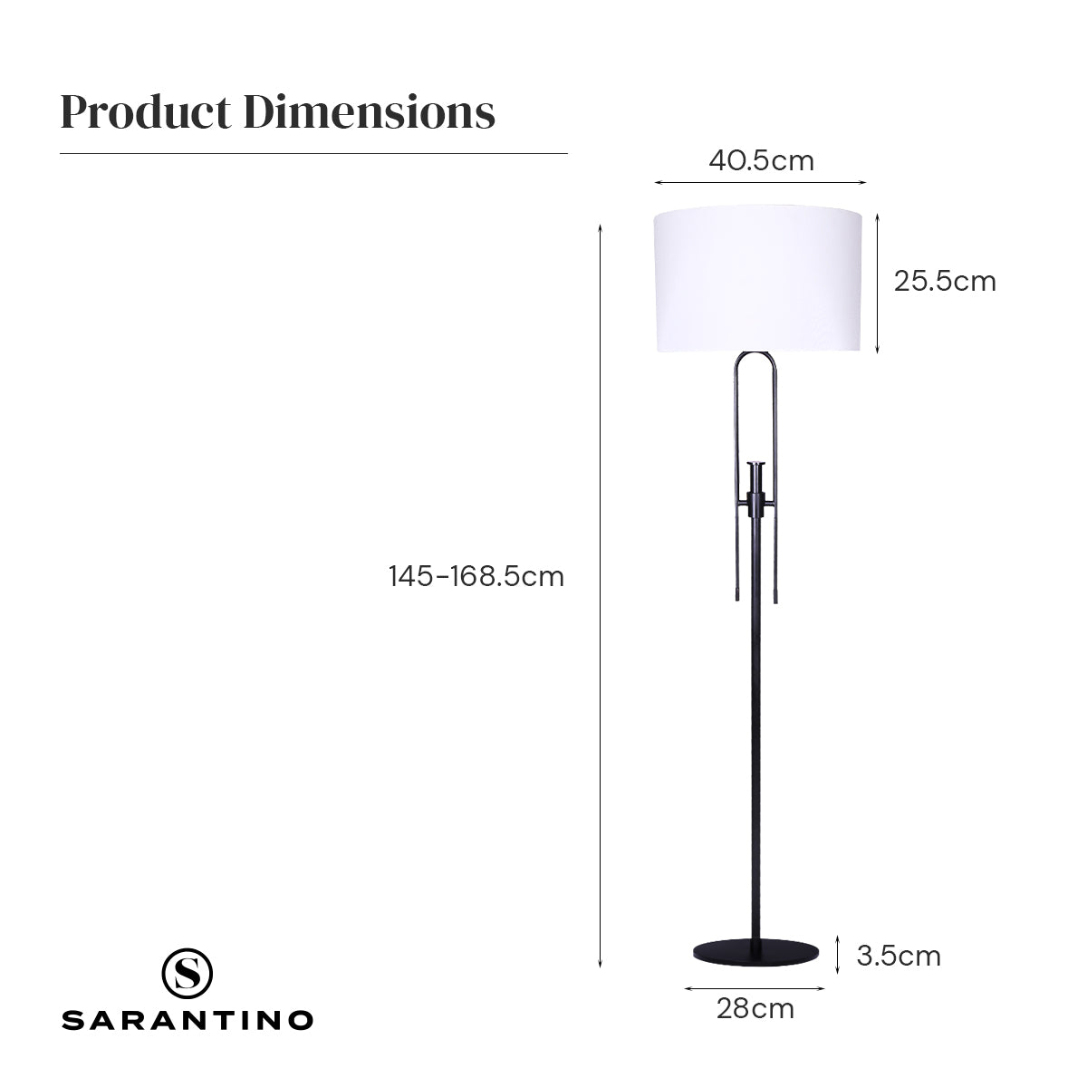 Sarantino Height-Adjustable Metal Floor Lamp Matte Black - BM House & Garden