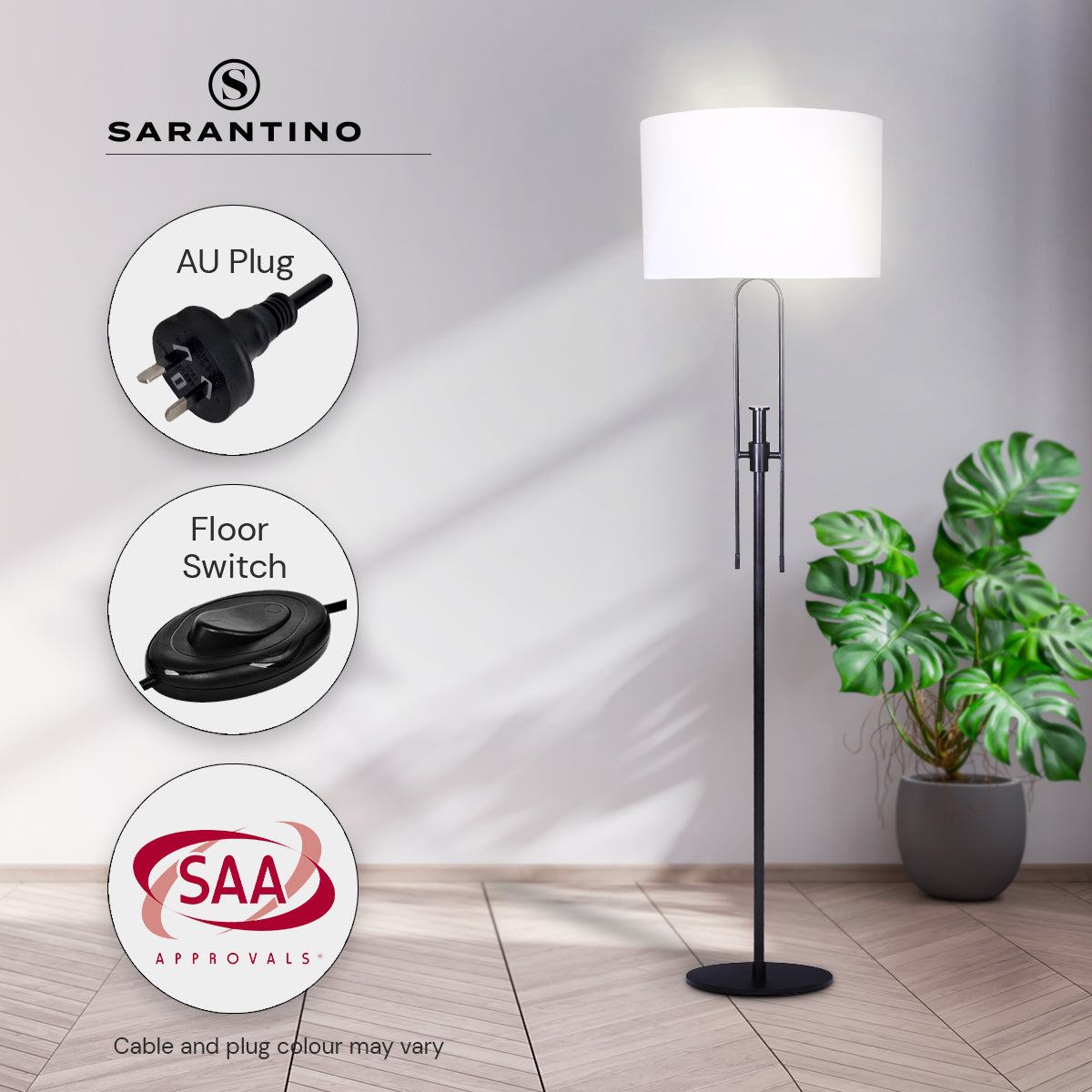 Sarantino Height-Adjustable Metal Floor Lamp Matte Black - BM House & Garden