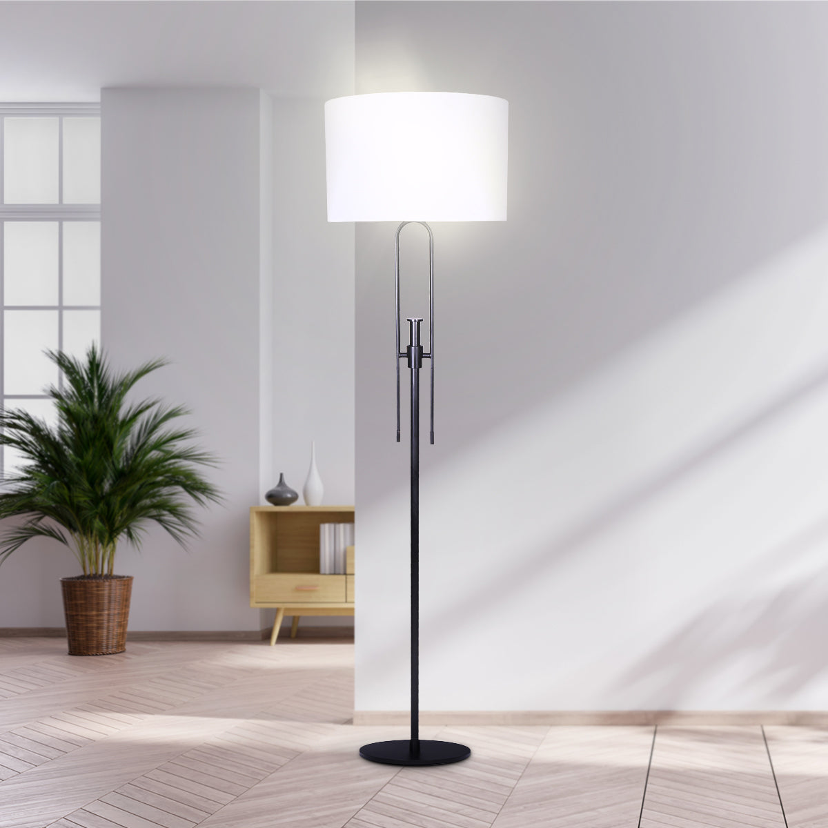 Sarantino Height-Adjustable Metal Floor Lamp Matte Black - BM House & Garden