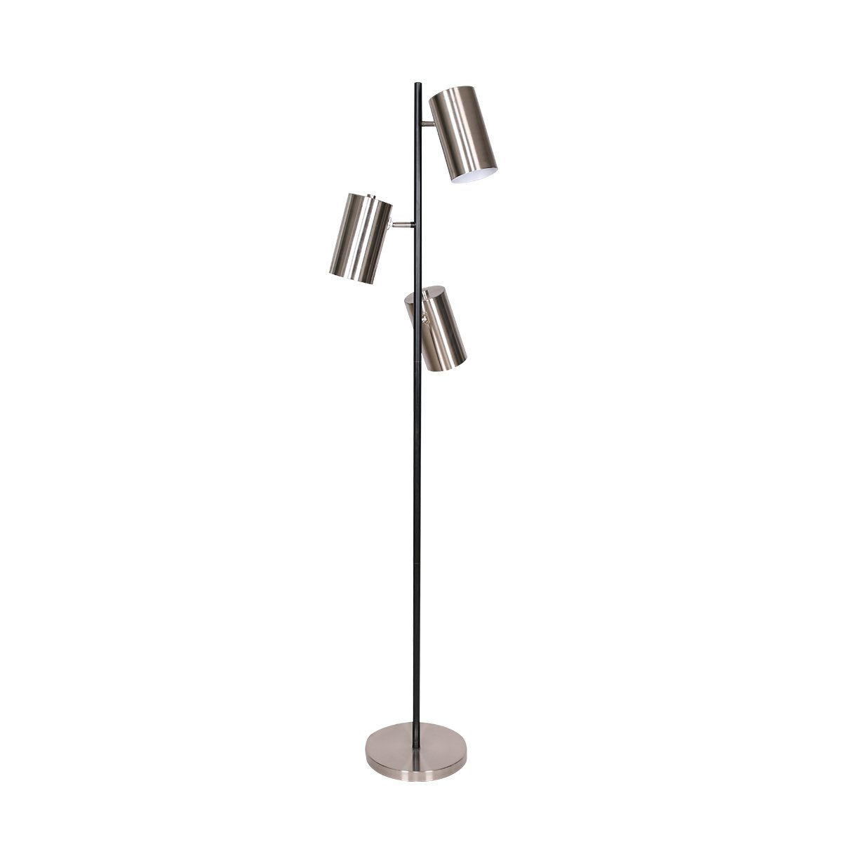 Sarantino 3-Shade Metal Floor Lamp Nickel & Matte Black Finish - BM House & Garden