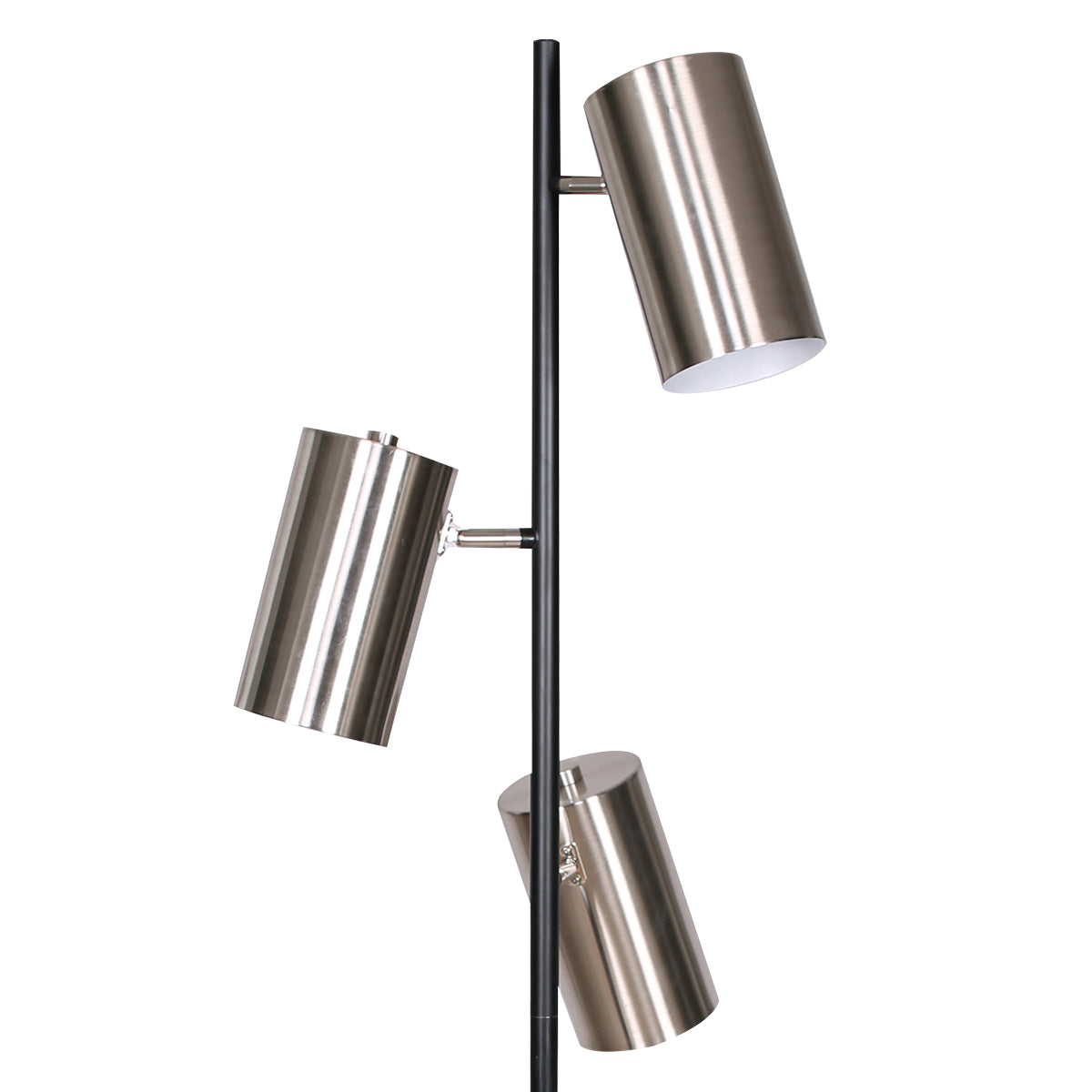 Sarantino 3-Shade Metal Floor Lamp Nickel & Matte Black Finish - BM House & Garden