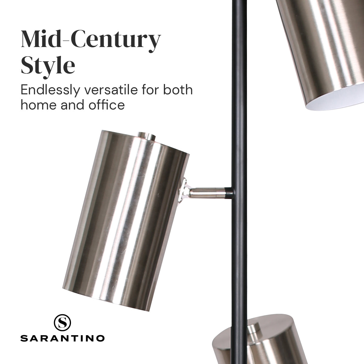 Sarantino 3-Shade Metal Floor Lamp Nickel & Matte Black Finish - BM House & Garden