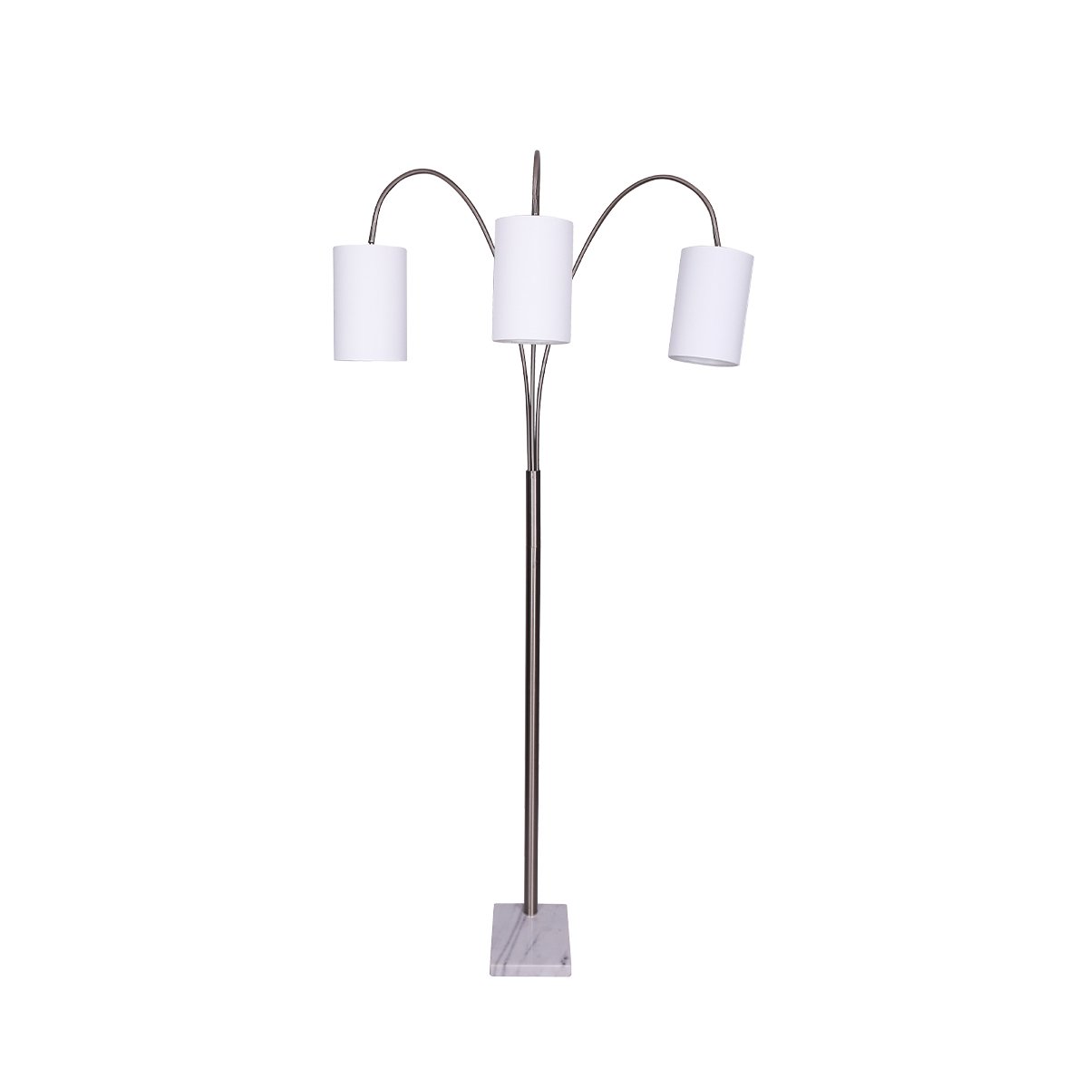 Sarantino 3-Light Metal Arc Floor Lamp - Nickel & Marble Finish - BM House & Garden