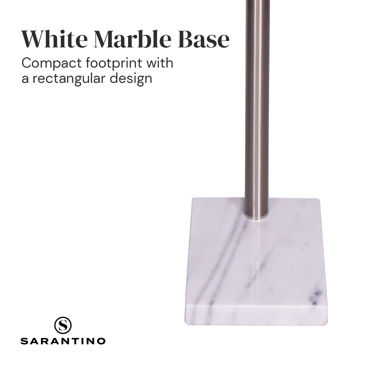 Sarantino 3-Light Metal Arc Floor Lamp - Nickel & Marble Finish - BM House & Garden