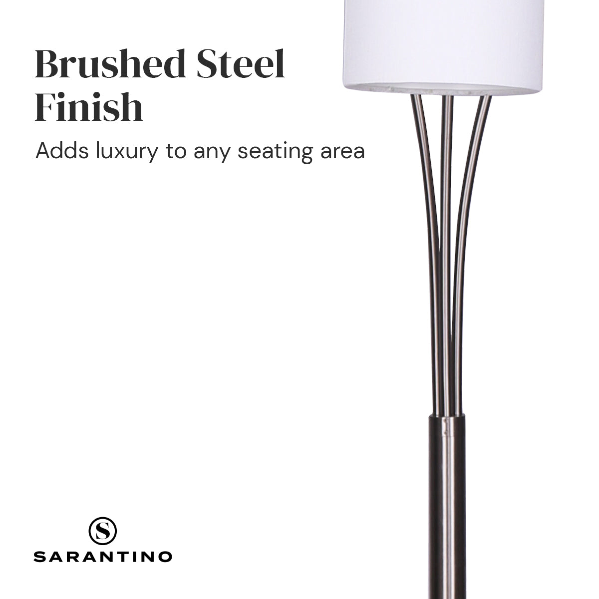 Sarantino 3-Light Metal Arc Floor Lamp - Nickel & Marble Finish - BM House & Garden