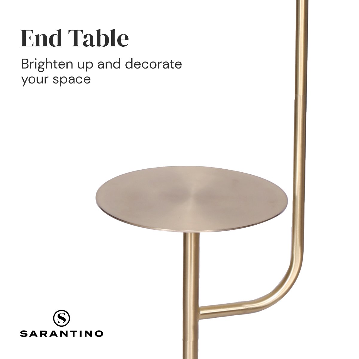 Sarantino Marble & Metal End Table Top Floor Lamp - BM House & Garden