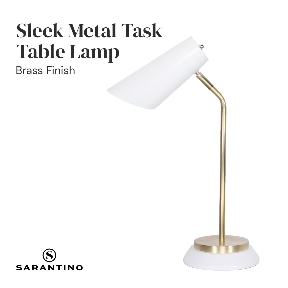 Sarantino Electric Reading Light Table Lamp Brass Finish - White - BM House & Garden