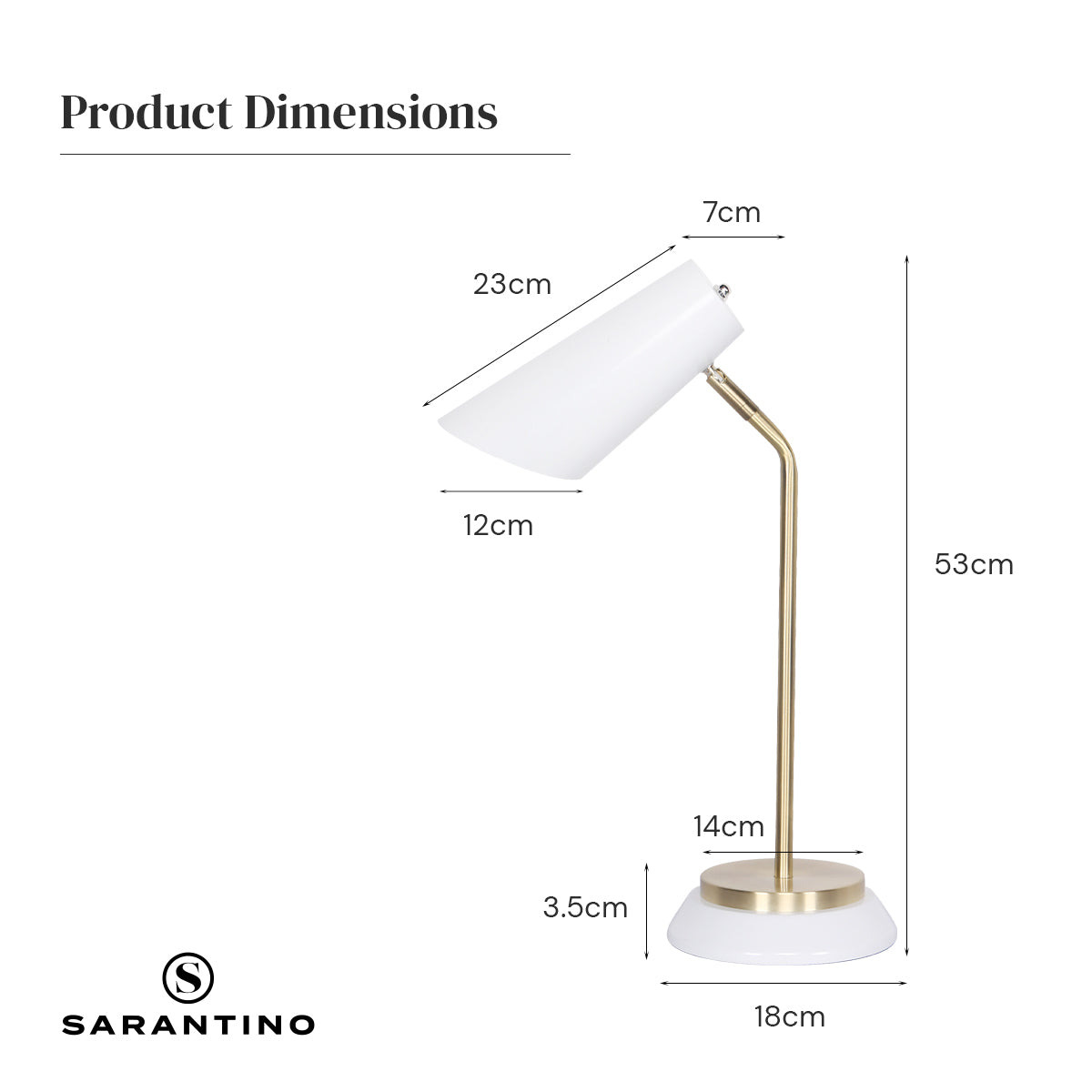 Sarantino Electric Reading Light Table Lamp Brass Finish - White - BM House & Garden