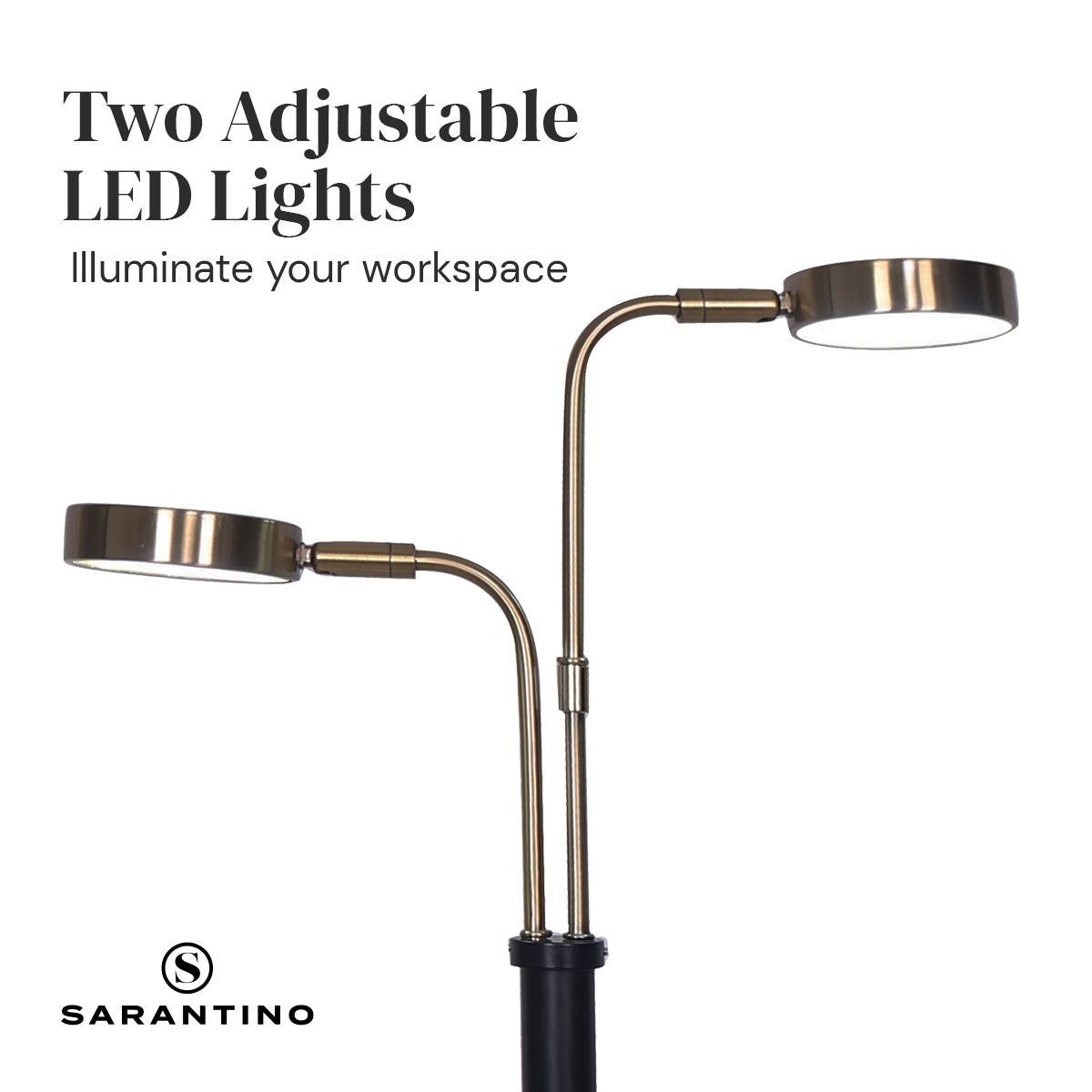 Sarantino LED Metal Table Lamp with 2 Lights Brushed Gold Black Finish - BM House & Garden