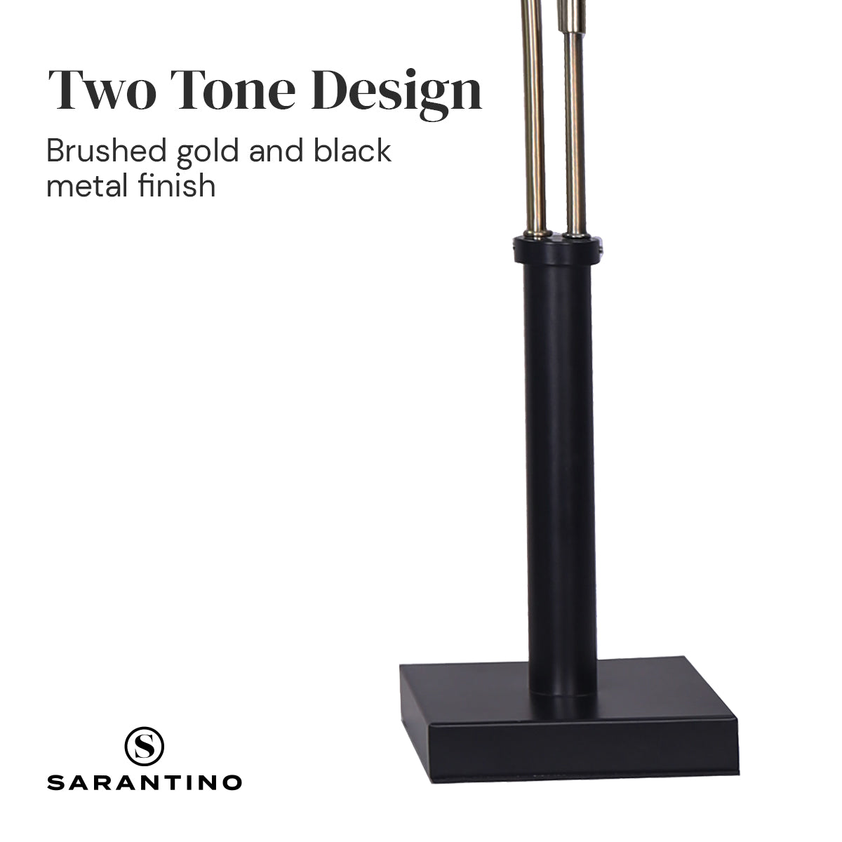 Sarantino LED Metal Table Lamp with 2 Lights Brushed Gold Black Finish - BM House & Garden