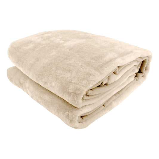 Laura Hill Mink Blanket Double Sided 600GSM Queen Size Beige - BM House & Garden