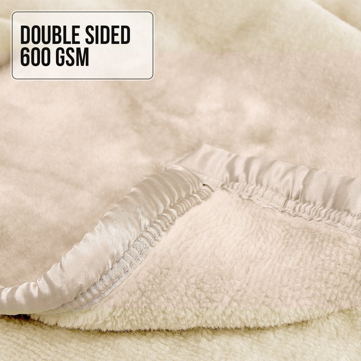 Laura Hill Mink Blanket Double Sided 600GSM Queen Size Beige - BM House & Garden