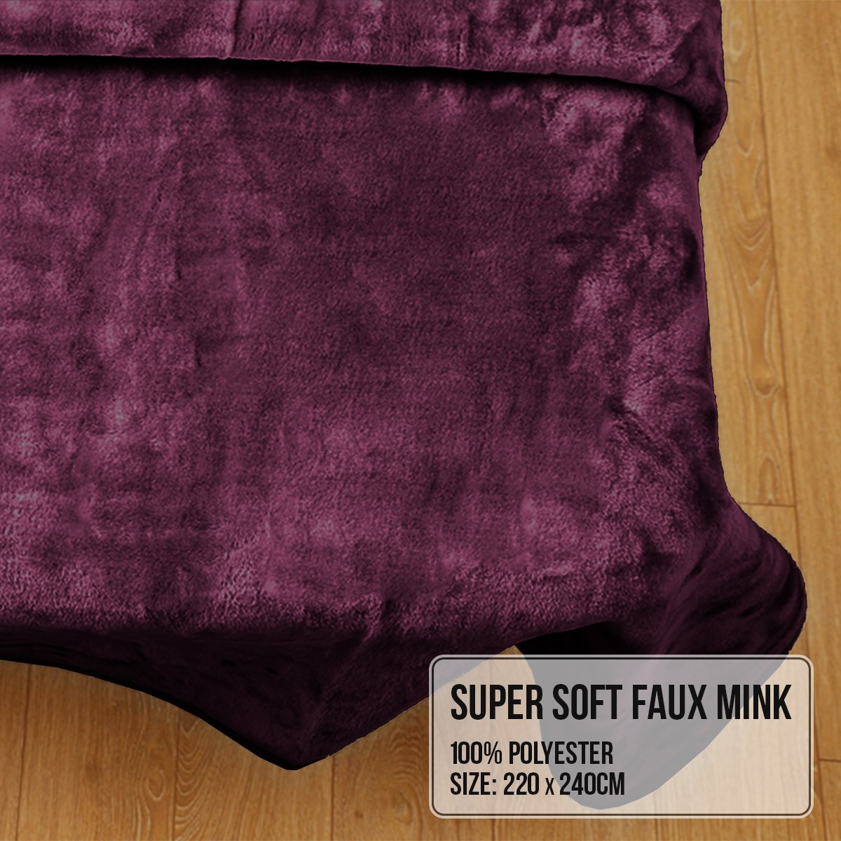 Laura Hill Mink Blanket Throw Purple Double Sided Queen Size Soft Plush Bed Faux Rug - BM House & Garden