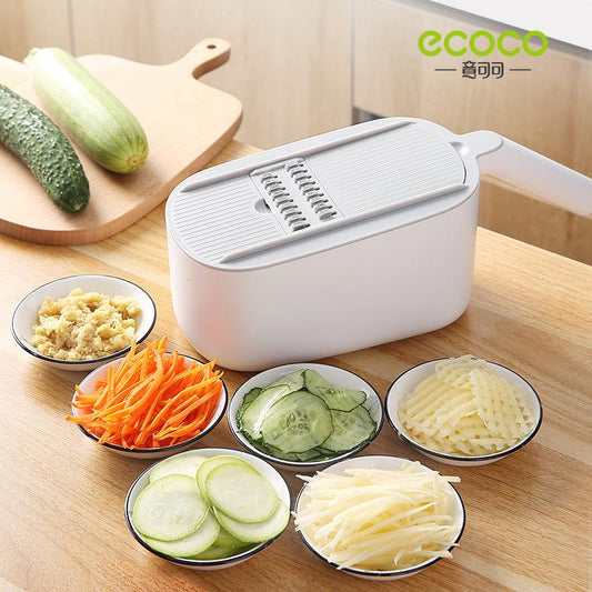 Ecoco Vegetable Chopper Spiralizer Vegetable Slicer Dicer Onion Food Cutter Home Use Grey - BM House & Garden