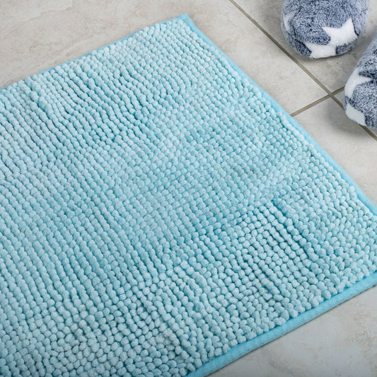 Microfiber Shower & Bathroom Bath Mat Non Slip Soft Pile Design (Aqua) - BM House & Garden