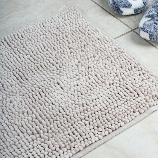 Microfiber Shower & Bathroom Bath Mat Non Slip Soft Pile Design (Light Grey) - BM House & Garden