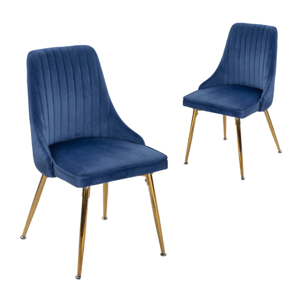 Viva Forever Set of 2 Blue Velvet Dining Chairs - BM House & Garden