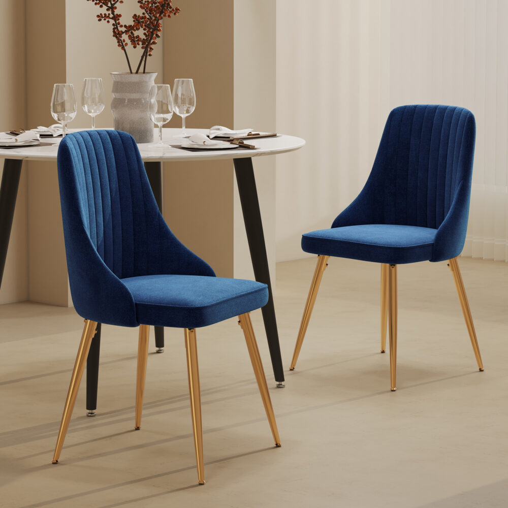 Viva Forever Set of 2 Blue Velvet Dining Chairs - BM House & Garden